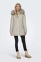 Women's Onlnewkaty Fur Collar Hooded Coat 15300633 Stone - 2