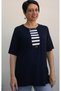 Dark blue, dark blue color block combed cotton Viscose T-shirt - 3