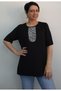 Black, black-and-white color-blocked jersey viscose T-shirt - 7