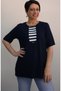 Dark blue, dark blue color block combed cotton Viscose T-shirt - 4