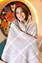 Square Patterned Scarf Shoulder Shawl 70X180 cm 1210 Mink - 2
