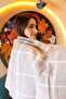 Square Patterned Scarf Shoulder Shawl 70X180 cm 1210 Mink - 3