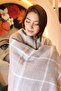 Square Patterned Scarf Shoulder Shawl 70X180 cm 1210 Mink - 4