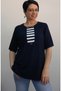Dark blue, dark blue color block combed cotton Viscose T-shirt - 8