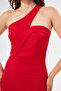 Red Scuba Fabric Asymmetrical Collar Design Maxi Cobalt Blue Dress582211 - 2