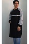 Black 2 thread raised winter gray color block and stripe raglan sleeve kangaroo pocket sweatshirt tunic - 6
