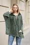 Women's Khaki Hooded Casual Cotton Knitwear Jacket Cardigan with Zipper Bag Pocket - 3