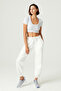 x Melodi Gray Cotton Ribbed Crop T-Shirt Short Sleeve - 5