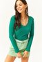 Women's Emerald Green Collar Lace V-Neck Camisole Knitted Blouse BLZ-19001713 - 4