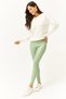 Women's Green High Waist Leather Look Leggings with Fleece Inside TYT-19000040