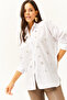 Women's White Collar and Front Embellished Oval Woven Shirt GML-19001149 - 5