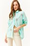 Women's Water Green Sequin Detailed Woven Boyfriend Shirt GML-19000992 - 3