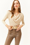 Women's Stone Padded Pleated Collar Blouse BLZ-19002419 - 3