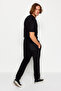 Black Regular/Normal Cut Warm Fleece Hidden Lace-Up Jogger Sweatpants Tmnaw24Ea00021 - 6