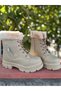 Children's Skin Fur Detailed Non-Slip Sole Lightweight Boots with Laces and Zipper