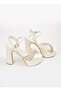 White Wedding Dress Shoes with Cross Straps and Shiny Rhinestones Platform