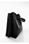 Women's Black Suede Soft Leather Large Size Shopper Bag with High Quality Snap Fasteners and Zippered Interior Compartment - 3