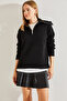Women's Black Turtleneck Zippered Knitwear Sweater 20234197 - 2