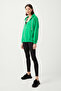 Women's Green White Hooded Oversize Ribbed Zippered Knitted Sweatshirt Zip-up - 6