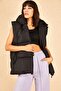 Women's Black Pocket Hooded Sleeveless Puffer Vest - 2