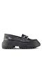 ®| Smart Women's Black 5cm High Special Thick Sole Hard Durable Stylish Style Loafer Shoes - 2