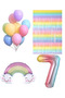 Colorful Birthday Party Set Rainbow Balloon Figure Foil Balloon Backdrop Set