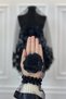 Black Vip Luxury Bridal Veil Set, Appliqued Henna Night Veil Cover 6 Piece Set - 7