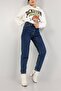 Aldis Dark Blue Lycra Mom Jean Pants-size Available in Our Painting