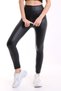 Matte Faux Leather Tights with Raised Inside High Waist Leather Tights / Matte Faux Leather Tights Black Leather Tights - 4