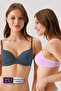 حزمة اقتصادية مكونة من قطعتين 6805 Oطقم حمالة صدر صغيرة من Pink Anthracite Underwire Push Up (مع حزام قابل للإزالة)