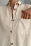 Women's Beige Wooden Buttoned Single Pocket Oversize Wide Fit Shirt - 3
