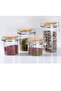 4-Piece Vacuum Borosilicate Glass Jar Set with Bamboo Lid and Clip