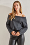 Women's Anthracite Degaje Collar Sweater 40981004 - 5