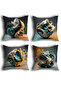 Set of 4 Double Sided Digital Printing Throw Pillow Cover (High Quality Microcomb Fabric)