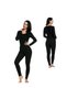 Women's Black Thermal Underwear Bottom Top Set Thermal Set - 3