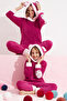 fuchsia Bottom-Top Wellsoft Hooded Embroidered Pajama Set