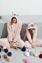Powder Bottom-Top Wellsoft Hooded Embroidered Pocket Pajama Set