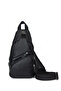 Men's Cross Chest and Shoulder Bag with Four Compartments and Zipper, Washable USB and Headphone Outlet