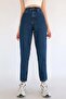 Happy Women's Dark Blue Lycra Mom Jean Pants MOMJEANS