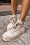 CORCY WOMEN BEIGE REAL SUEDE SNEAKER BOOTS - 7