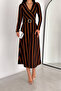 women's belted midi length striped dress KKLF48 - 2