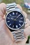 Men's Calendar Wristwatch with Navy Blue Cord Silver Color - 5