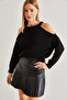 Women's Black Off-Shoulder Knitwear Sweater 20234218 - 5