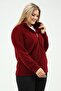 Fleece Cardigan Claret Red Zippered Winter - 6