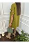 Oversize Yeşil Kol Detaylı Örme Elbise - 4