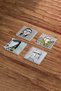 Women's Themed Natural Stone Travertine Coasters with Gold Earrings Set of 4 - 3