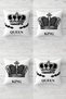 King and Queen Crown Patterned Hidden Zippered Throw Pillow Cover Sofa Pillow Cover Set (4 PCS)