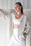 Women's Jacket + Cream Linen Short Kimono