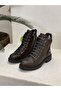 D23KB-5105 GENUINE LEATHER LACE UP FLAT SOLE POSTAL BOOTS WOMEN