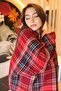Plaid Patterned Scarf Shoulder Shawl 70X180 cm 1202 Red - 4